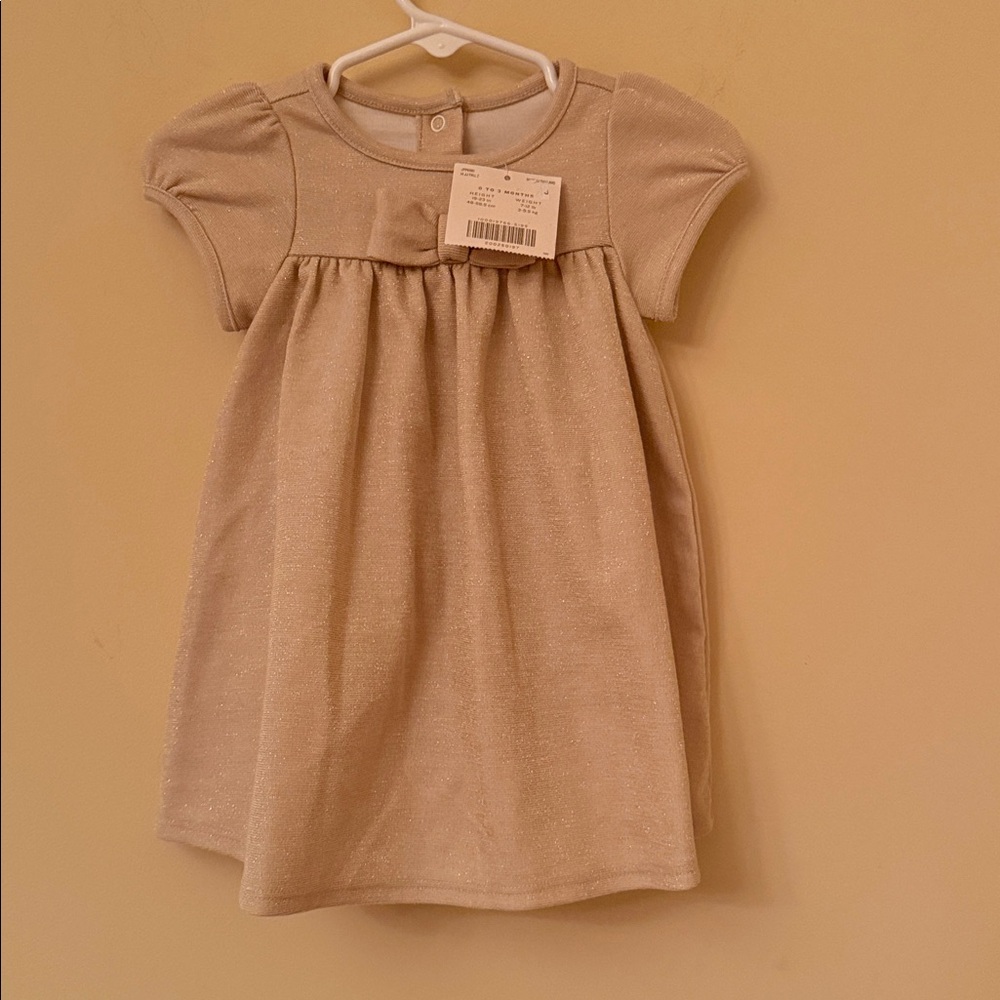 Janie and Jack Beige Casual Kids Dress Sz 0-3 Months